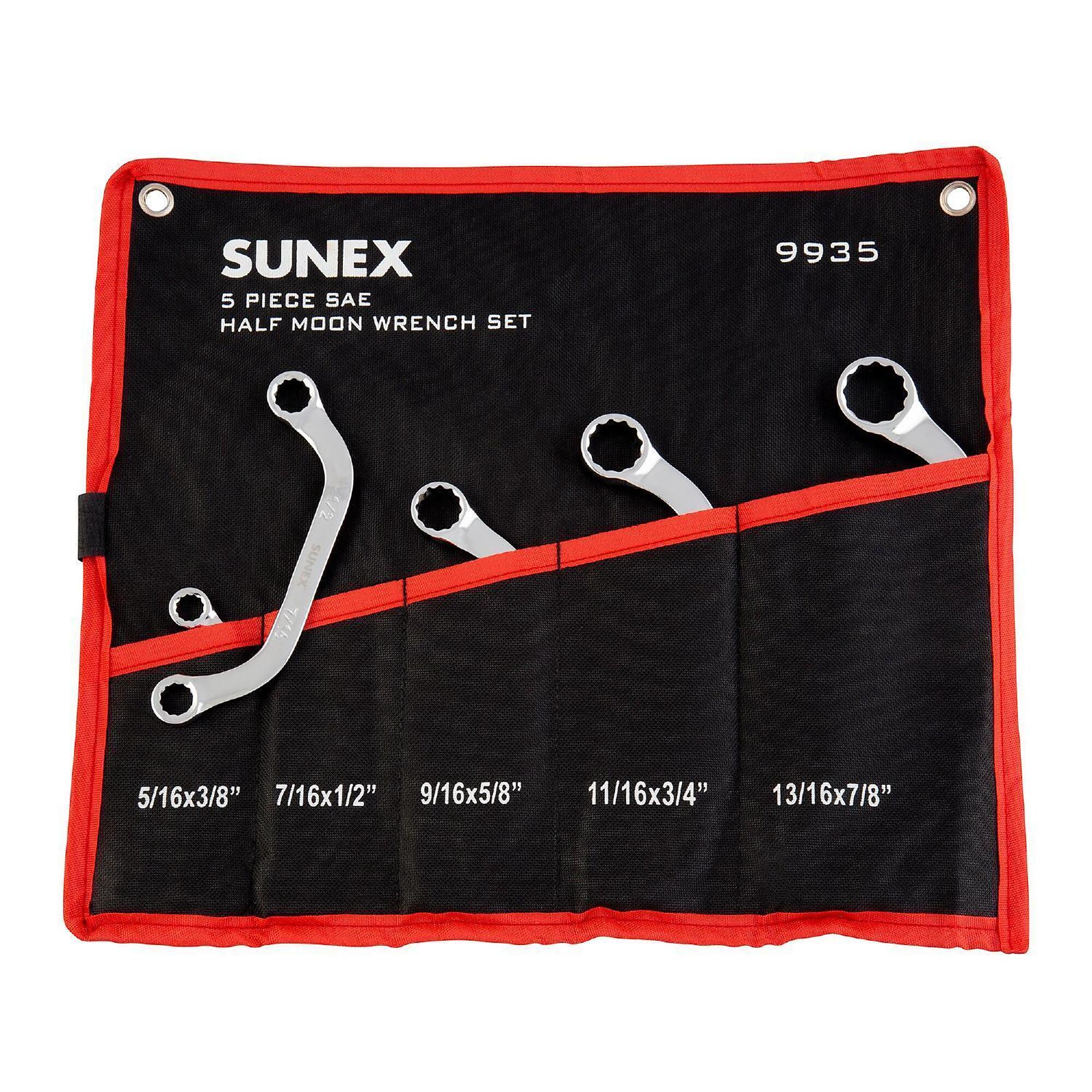 Sunex Tools Full Polish SAE Half Moon Box Wrench Set — 5-Piece, Model# 9935